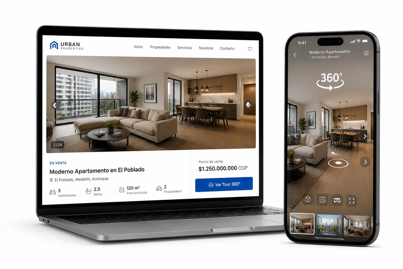 Anúncio imobiliário com tour 360° compartilhado por QR code